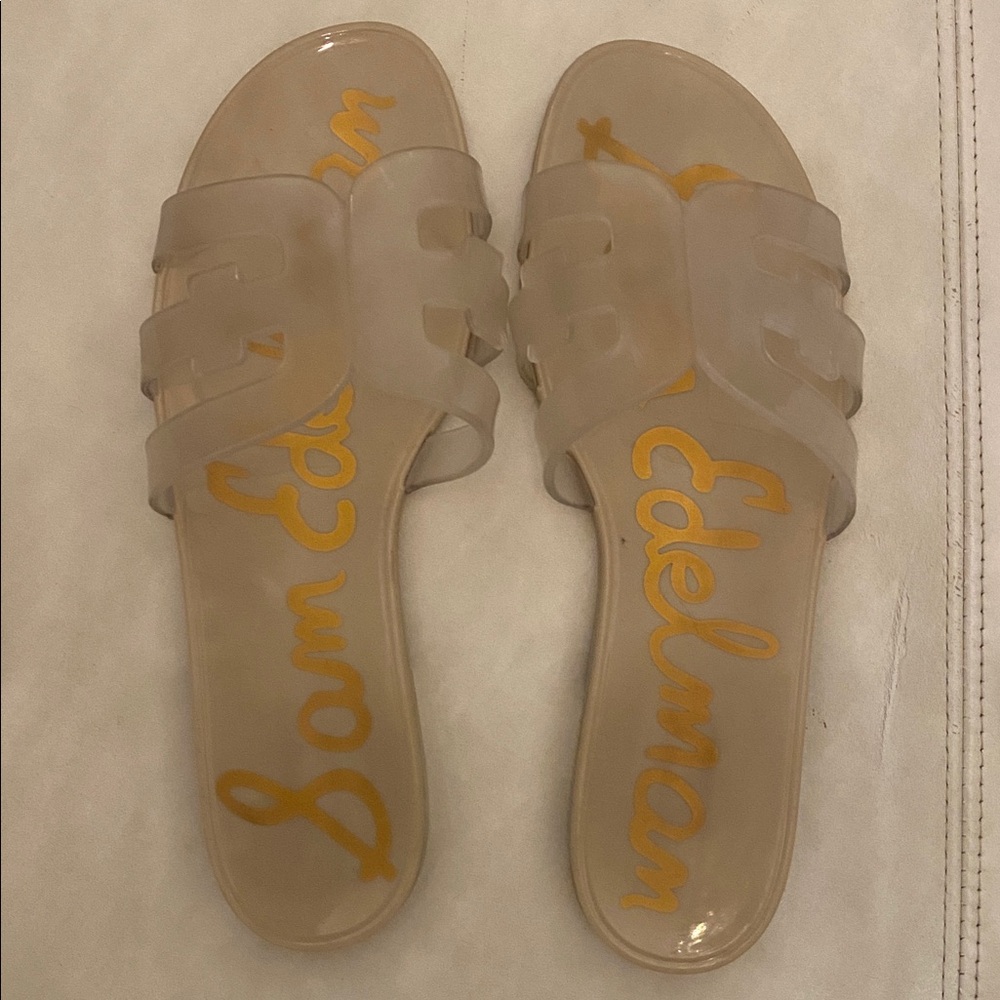 Bay Jelly Double E Signature Logo Sam Edelman Slide Sandals Sz 9